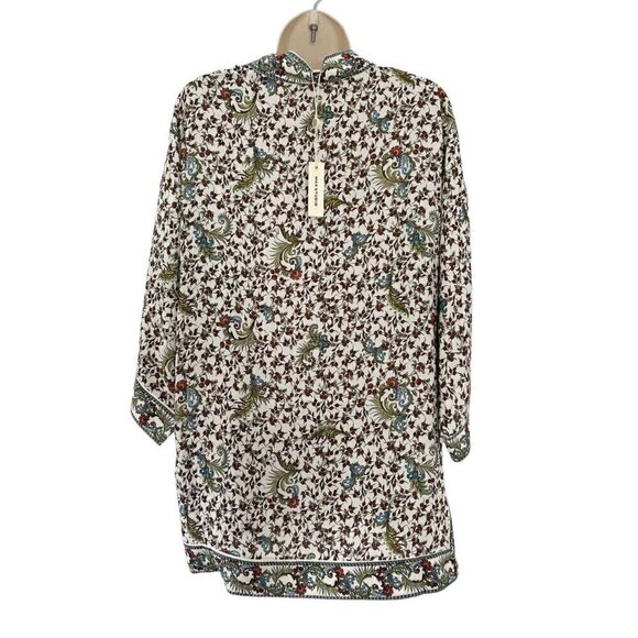 MAX STUDIO Women's Sz XS Cream & Burgundy Spring Floral Kimono NWT - Picture 4 of 10